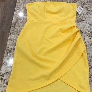 New Strapless yellow mini dress